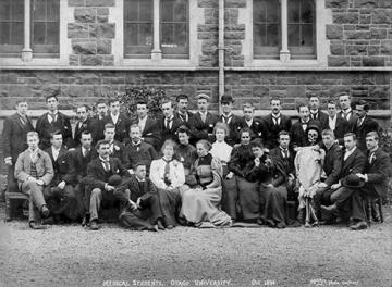Medical Class of 1896, with their skeleton class mascot