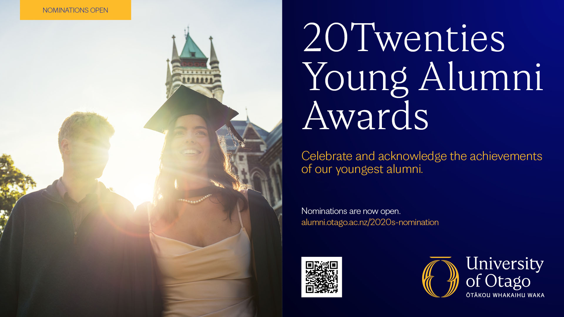 promotional banner for 20Twenties young alumni award