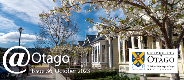 @otago email banner with houses and blossom tree in background